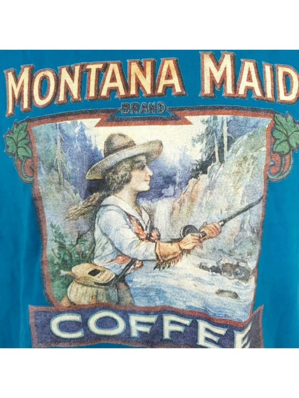 Montana Maid Coffee T Shirt Mens Size Small Blue Snack Tee